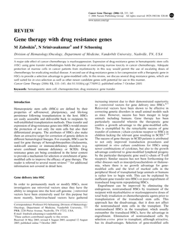 Gene Therapy with Drug Resistance Genes