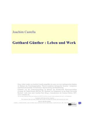 Gotthard Günther: Leben Und Werk