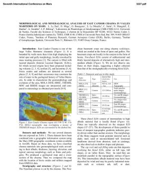 Morphological and Mineralogical Analysis of East Candor Chasma in Valles Marineris on Mars
