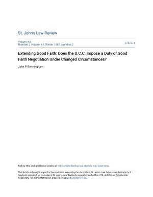 Extending Good Faith: Does the U.C.C