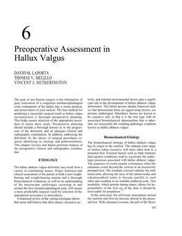 Preoperative Assessment in Hallux Valgus