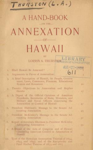 A Hand-Book on the Annexation of Hawaii