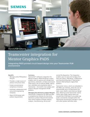 Teamcenter Integration for Mentor Graphics PADS Fact Sheet