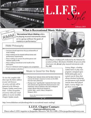 What Is Recreational Music Making? L.I.F.E. Chapter Contact
