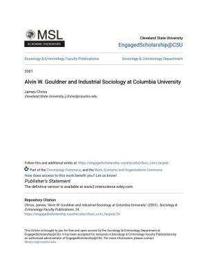 Alvin W. Gouldner and Industrial Sociology at Columbia University