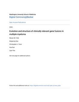 Evolution and Structure of Clinically Relevant Gene Fusions in Multiple Myeloma