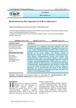 Case Reports in Clinical Practice Brachymetatarsia; How Important
