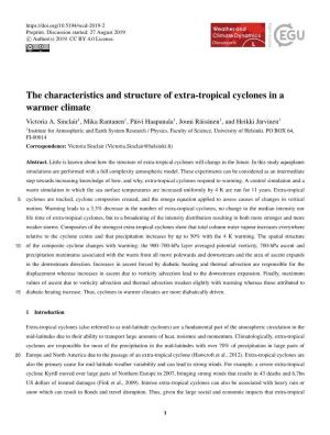 The Characteristics and Structure of Extra-Tropical Cyclones in a Warmer Climate Victoria A