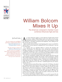 William Bolcom Mixes It up the American Composer’S Chamber Music Combines Influences High and Low