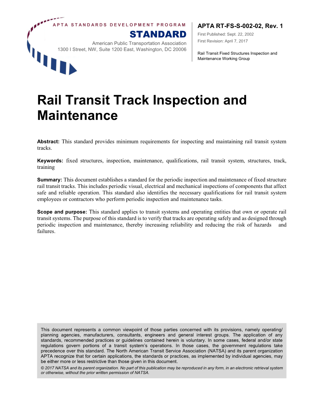 Rail Transit Track Inspection and Maintenance