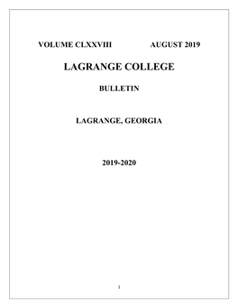 2019-2020 Lagrange College Bulletin