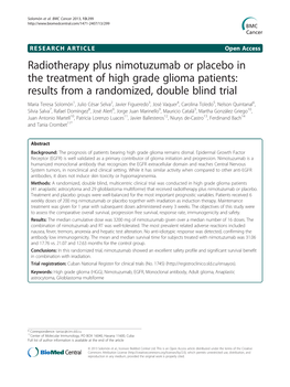 Radiotherapy Plus Nimotuzumab Or Placebo in The