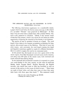 THE ABERDEEN KAYAK and ITS CONGENERS. by DAVID MACRITCHIE, F.S.A
