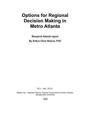 Options for Regional Decision Making in Metro Atlanta