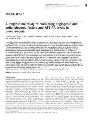 A Longitudinal Study of Circulating Angiogenic and Antiangiogenic Factors and AT1-AA Levels in Preeclampsia