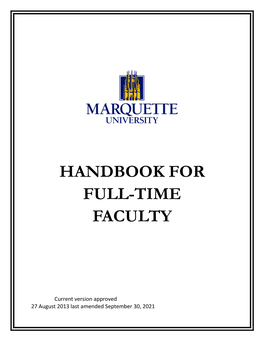 Marquette University Handbook for Full-Time Faculty