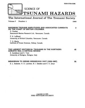 SCIENCE of TSUNAMI HAZARDS the Internationaljournal of the Tsunami Society