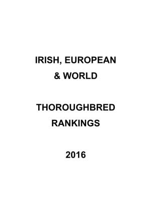 Irish, European & World Thoroughbred Rankings 2016