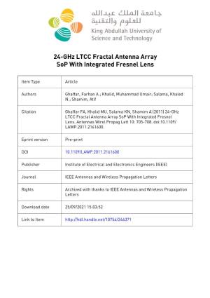 24 Ghz LTCC Fractal Antenna Array Sop with Integrated Fresnel Lens