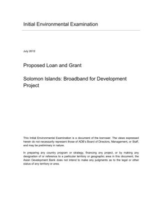 IEE: Solomon Islands: Broadband for Development Project