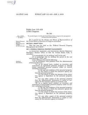 Public Law 115–419 115Th Congress an Act Jan