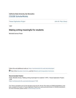 Making Writing Meaningful for Students