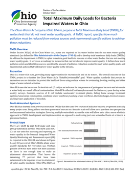 Total Maximum Daily Loads for Bacteria Impaired Waters in Ohio