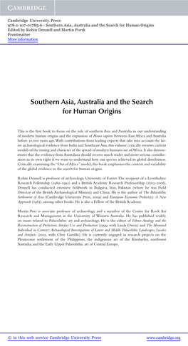 Southern Asia, Australia and the Search for Human Origins Edited by Robin Dennell and Martin Porrk Frontmatter More Information