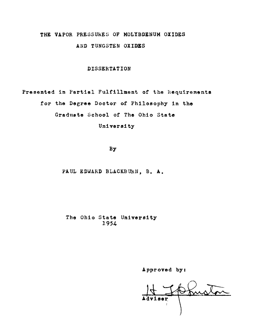 The Vapor Pressures of Molybdenum Oxides And