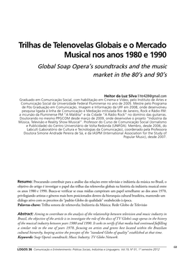 Trilhas De Telenovelas Globais E O Mercado Musical Nos Anos 1980 E 1990 Global Soap Opera’S Soundtracks and the Music Market in the 80’S and 90’S