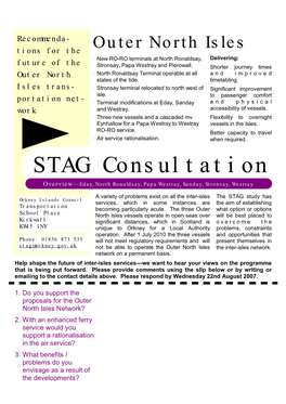 Outer North Isles Delivering: Future of the • New RO-RO Terminals at North Ronaldsay, Stronsay, Papa Westray and Pierowall