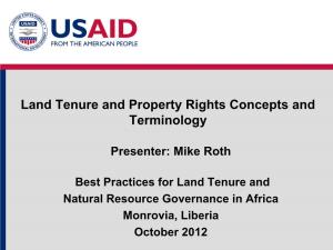 Land Tenure and Property Rights Concepts and Terminology
