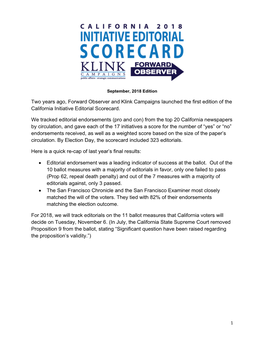 Two Years Ago, Forward Observer and Klink Campaigns Launched the First Edition of the California Initiative Editorial Scorecard