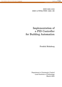Implementation of a PID Controller for Building Automation