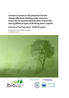 Literature Review on the Potential Climate Change Effects on Drinking