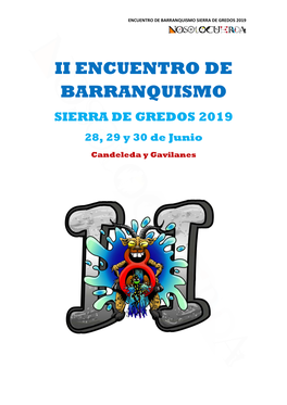 II ENCUENTRO DE BARRANQUISMO SIERRA DE GREDOS 2019 28, 29 Y 30 De Junio
