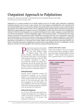 Outpatient Approach to Palpitations RANDELL K