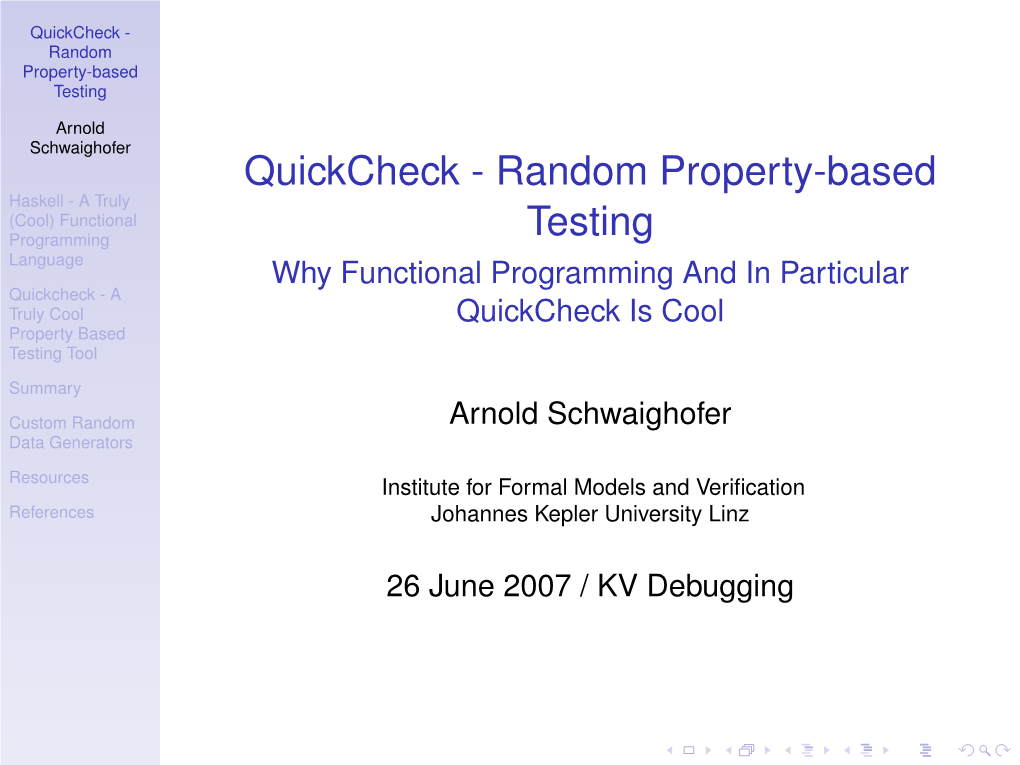 Quickcheck - Random Property-Based Testing