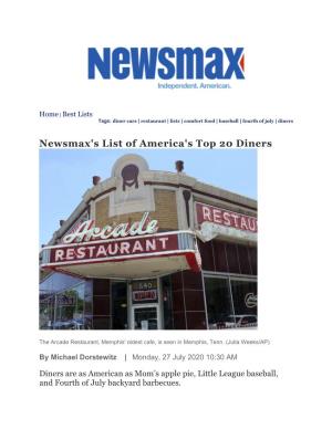 Newsmax's List of America's Top 20 Diners