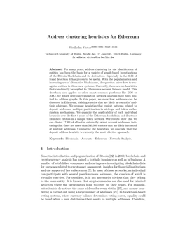 Address Clustering Heuristics for Ethereum