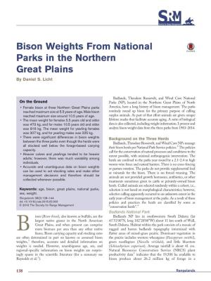 Bison Weights from National Parks in the Northern Great Plains by Daniel S