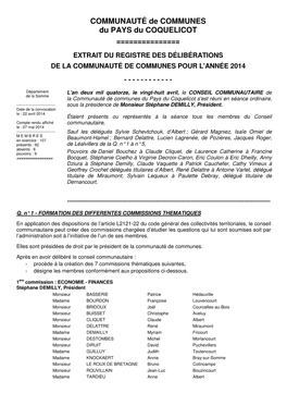 COMMUNAUTÉ De COMMUNES Du PAYS Du COQUELICOT ======