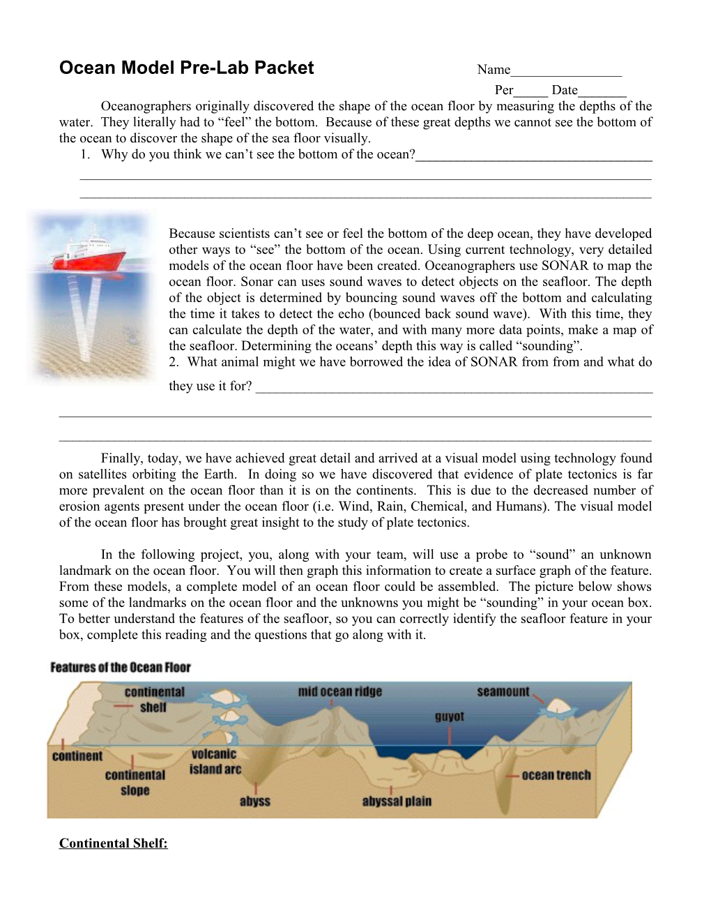 Ocean Model Pre-Lab Packet