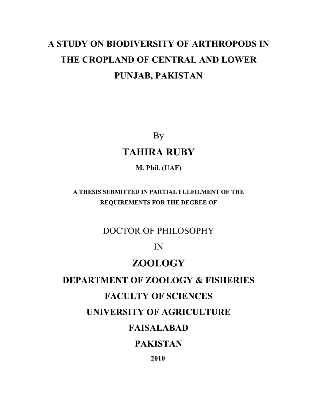Tahira Ruby Zoology