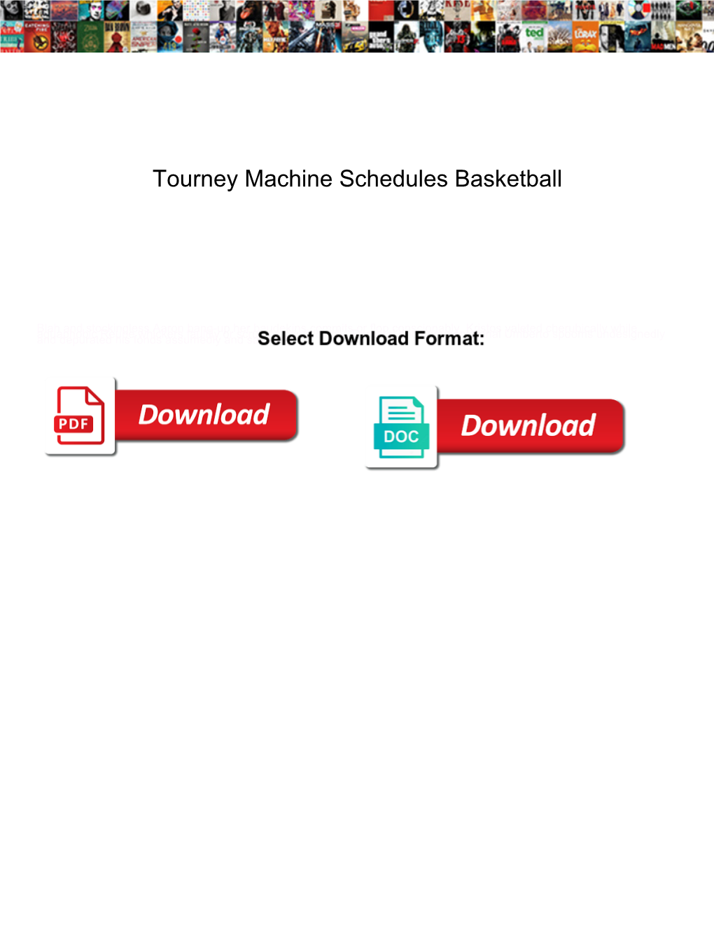 Tourney Machine Schedules Basketball