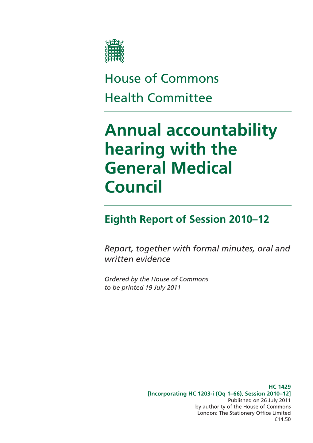 Annual Accountability Hearing with the General Medical Council