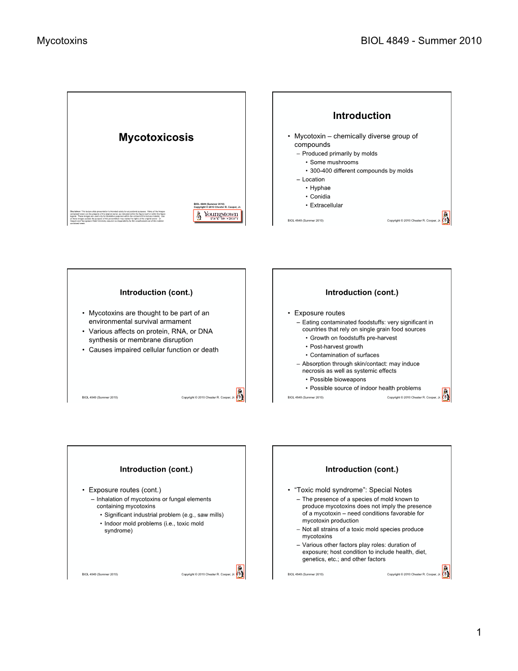 BIOL 4849 Mycotoxicosis