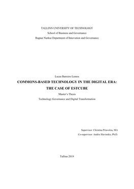 THE CASE of ESTCUBE Master’S Thesis Technology Governance and Digital Transformation