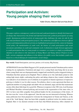Participation and Activism: Young People Shaping Their Worlds