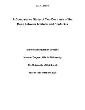 A Comparative Study of Two Doctrines of the Mean Between Aristotle and Confucius